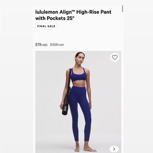 Lululemon Align High-Rise leggings with Pockets 25"